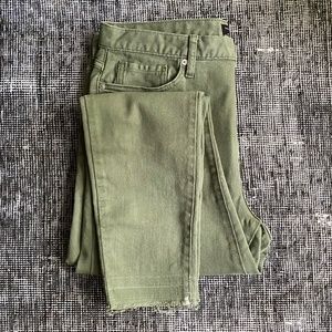BR Mid Rise Premium Denim in Deep Olive - Raw Hem